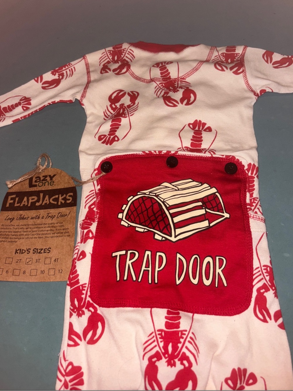 Lazy One Kids Red & White Lobster 'Trap Door' 100% cotton Pajama Set